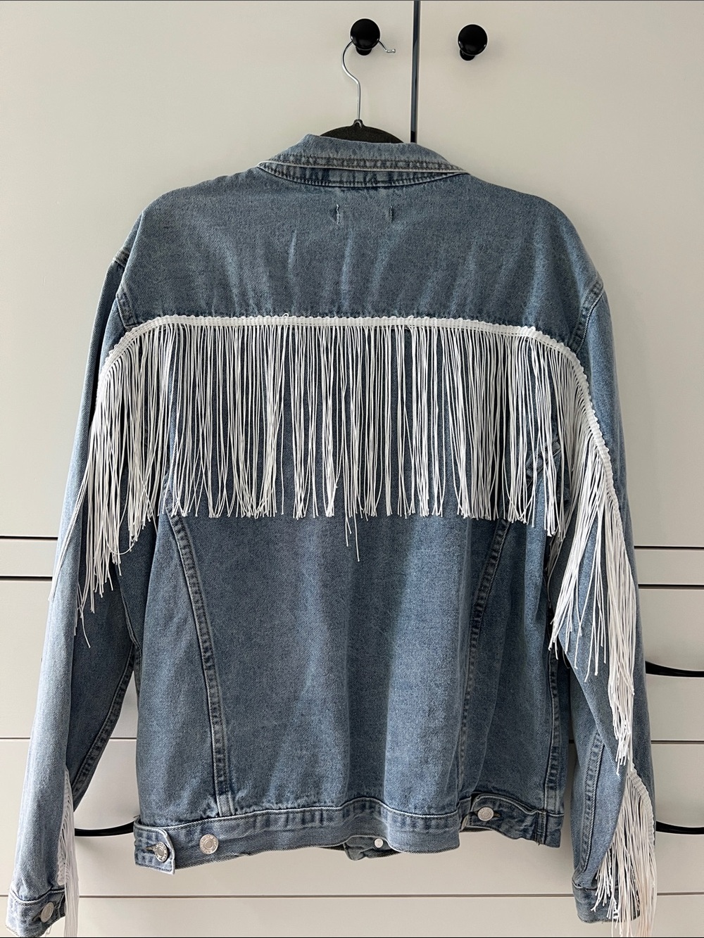 Light Blue Denim Fringe Jean Jacket - Classic Western Style